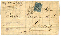 ITALIAN SHIP from ARGENTINA : 1887 ARGENTINA 12c canc. BUENOS-AIRES + ...