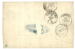 TUNIS - ITALIAN P.O. to GREECE : 1871 ITALY Pair 40c canc. 235 + ...