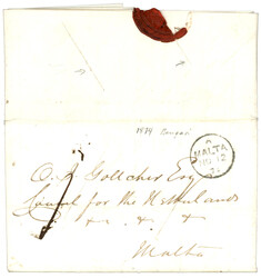 MALTA - LIBYA - PRECURSOR : 1874 MALTA + Tax marking on DISINFECTED ...