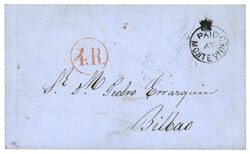 URUGUAY : 1855 Crown circle PAID AT MONTEVIDEO + 4R Tax marking on ...