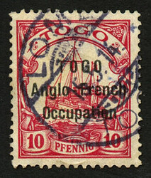 TOGO : 10pf (no34A) surcharge type II (2mm) surchargé avec une ...