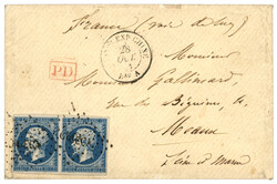 Bureau A - SAIGON : 1861 Paire 20c (no14) TTB margée obl. CECA + ...