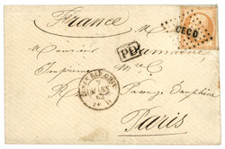 BUREAU D - SINGAPOUR : 1862 40c (no16) pd obl. losange CECD + CORPS ...