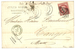 MIXTE FRANCE - MAROC ESPAGNOL : 1871 FRANCE 80c (no32) obl. GC 2240 + ...