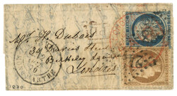 BALLON MONTE : 10c (no36)+ 20c (no37) obl. ETOILE 24 + PARIS 24 oct ...