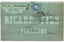 1871 20c BORDEAUX no45 (pd) sur enveloppe PUBLICITAIRE "RICARD FILS ...