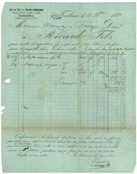 1871 20c BORDEAUX no45 (pd) sur enveloppe PUBLICITAIRE "RICARD FILS ...