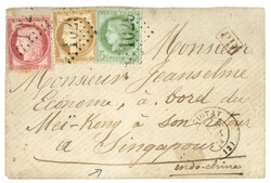 Tricolore pour SINGAPOUR : 1875 CERES 5c + 15c + 80c obl. GC 1029 + T ...