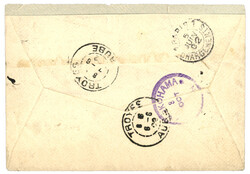 1901 50c SAGE sur lettre RECOMMANDEE de TROYES pour YOKOHAMA JAPON. ...
