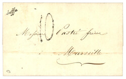 JAFFA : 1854 Cursive JAFFA + Taxe 10 sur lettre avec texte pour ...