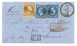 JERUSALEM via JAFFA : 1864 10c (no21) + 20c (no22)x2 obl. GC 5089 + ...