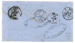 JERUSALEM via JAFFA : 1864 10c (no21) + 20c (no22)x2 obl. GC 5089 + ...