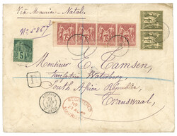 REUNION : 1889 COLONIES GENERALES 75c SAGE bande de 4 TTB margée + ...