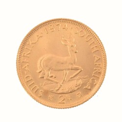 2 Rand Südafrika Goldmünze Gold (916,7/1000), Brustbild Jan van ...