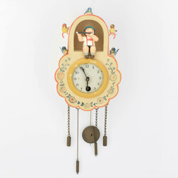   Kleine Wanduhr mit Flötenspieler Wendt & Kühn, Grünhainichen, ...