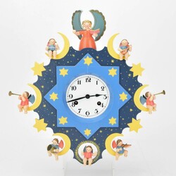 Große Wanduhr mit Musikwerk Wendt & Kühn, Grünhainichen, Holz, ...