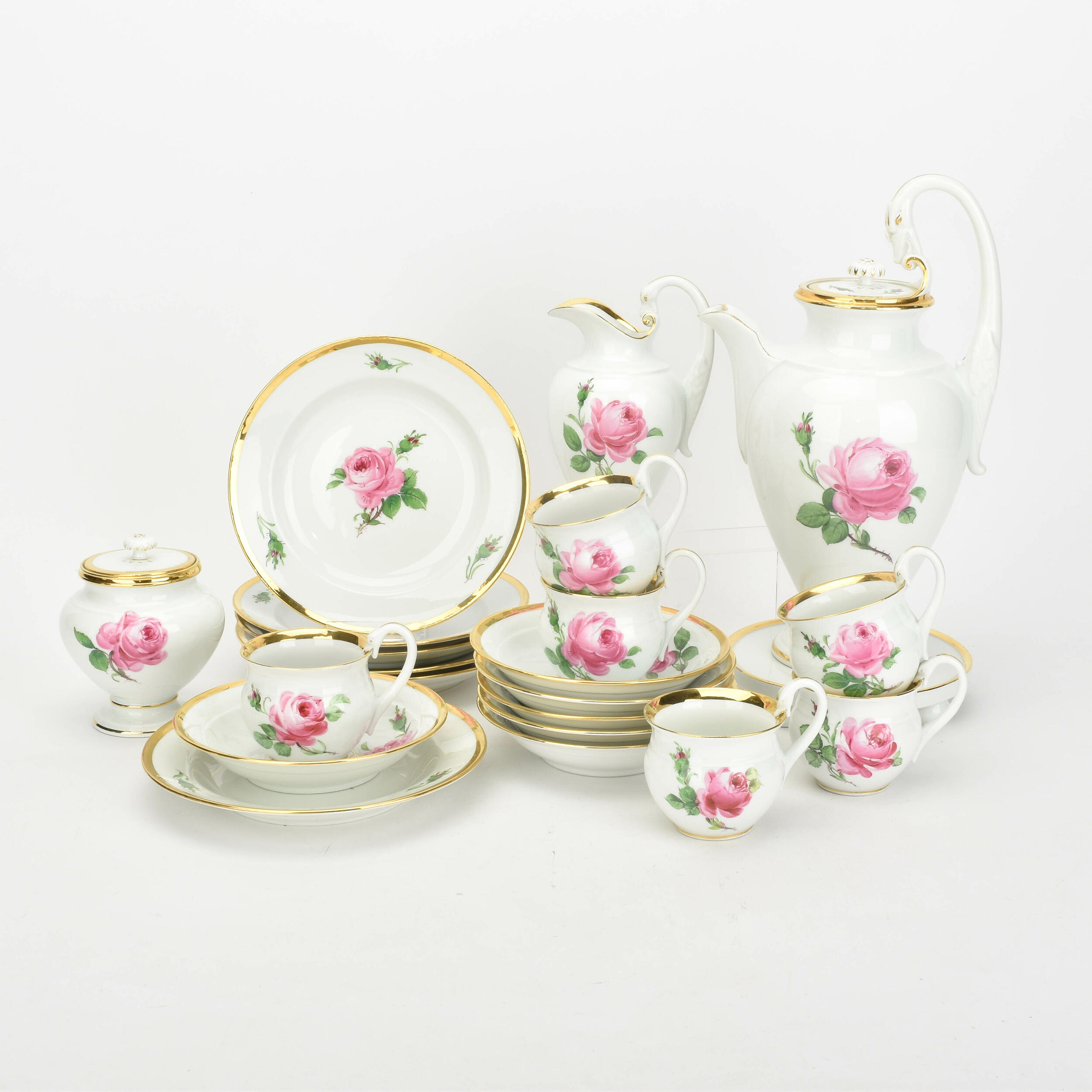 Kaffeeservice für sechs Personen Rote Rose Meissen, Schwertermarke, ...
