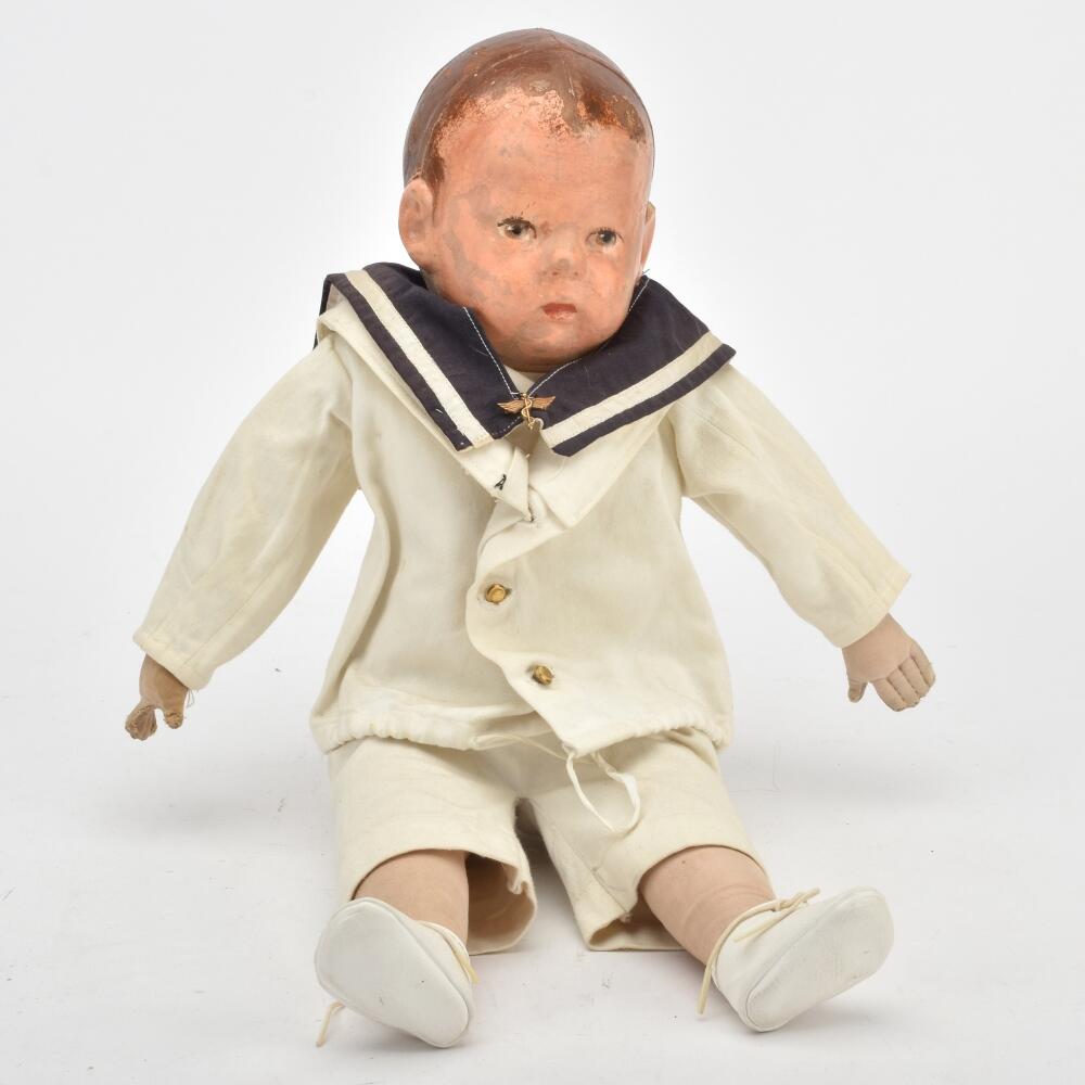 Käthe Kruse-Puppe Körper mit Trikotstoff bezogen, modelliertes ...