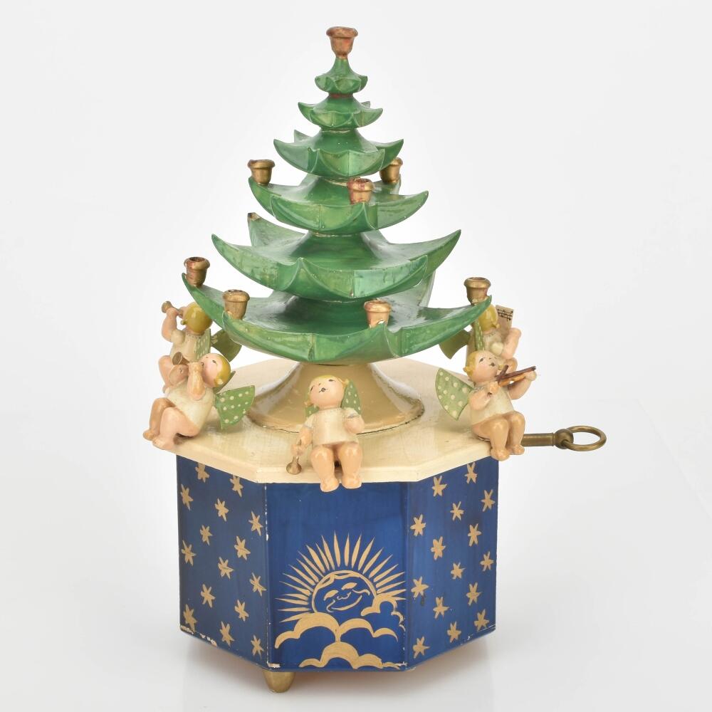 Spieldose TANNENBAUM Wendt & Kühn, Grünhainichen, Holz, gedrechselt ...