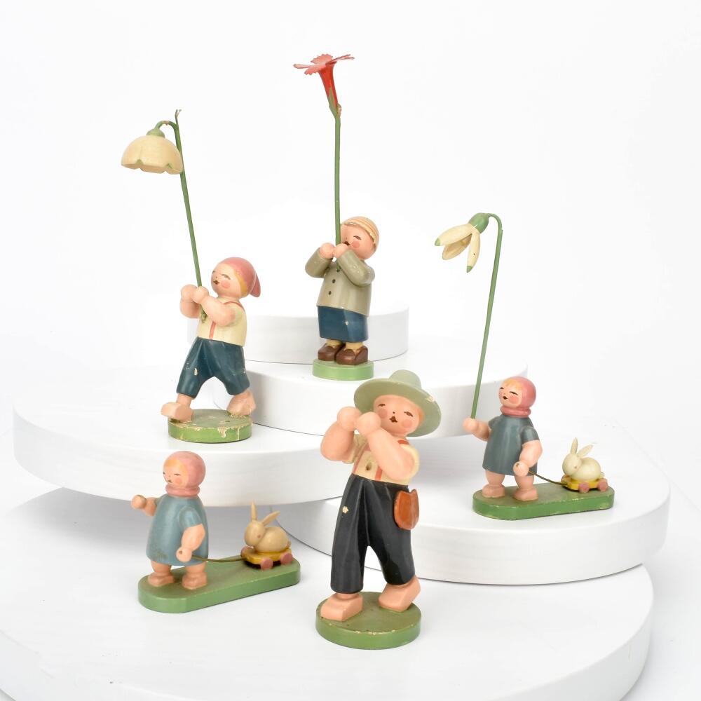 Konvolut Blumenkinder Wendt & Kühn, Grünhainichen, Holz, ...
