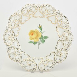 Prunkschale Gelbe Rose Meissen, Schwertermarke, I. Wahl, nach 1948, ...