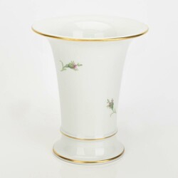Trichtervase Rote Rose Meissen, Schwertermarke, 2 Durchschliffe, nach ...