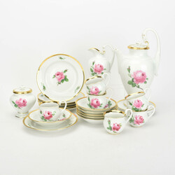 Kaffeeservice für sechs Personen Rote Rose Meissen, Schwertermarke, ...