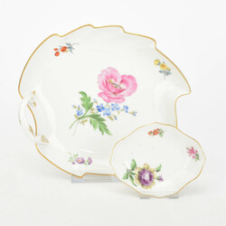 Blatt- und Beistellschale Blumenmalerei Meissen, Schwertermarke, 1 x ...