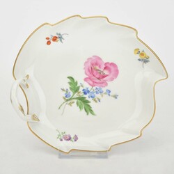Blatt- und Beistellschale Blumenmalerei Meissen, Schwertermarke, 1 x ...