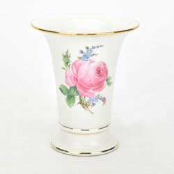 Trichtervase Rote Rose mit Vergissmeinnicht Meissen, Schwertermarke, ...