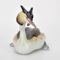 Zierfigur Haubentaucher Meissen, Schwertermarke, I. Wahl, Modellnr. B ...
