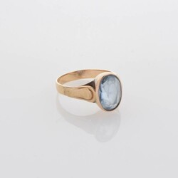 Gelbgoldring Gelbgold 585, oval facettierter Schmuckstein in ...