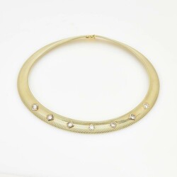 Brillant-Goldcollier Gelbgold 585, breites Band als ...