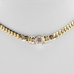 Brillantcollier Gelbgold und Weißgold 585, zentraler Brillant (ca. 1 ...