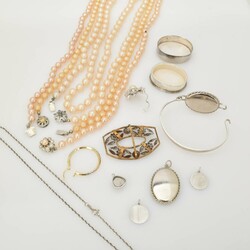 Konvolut Modeschmuck Silber 925 und 835, versilbert und Metall, insg. ...