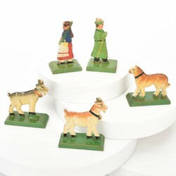 Konvolut Aufstellfiguren Bauernhof Holz, gesägt und farbig bemalt, ...