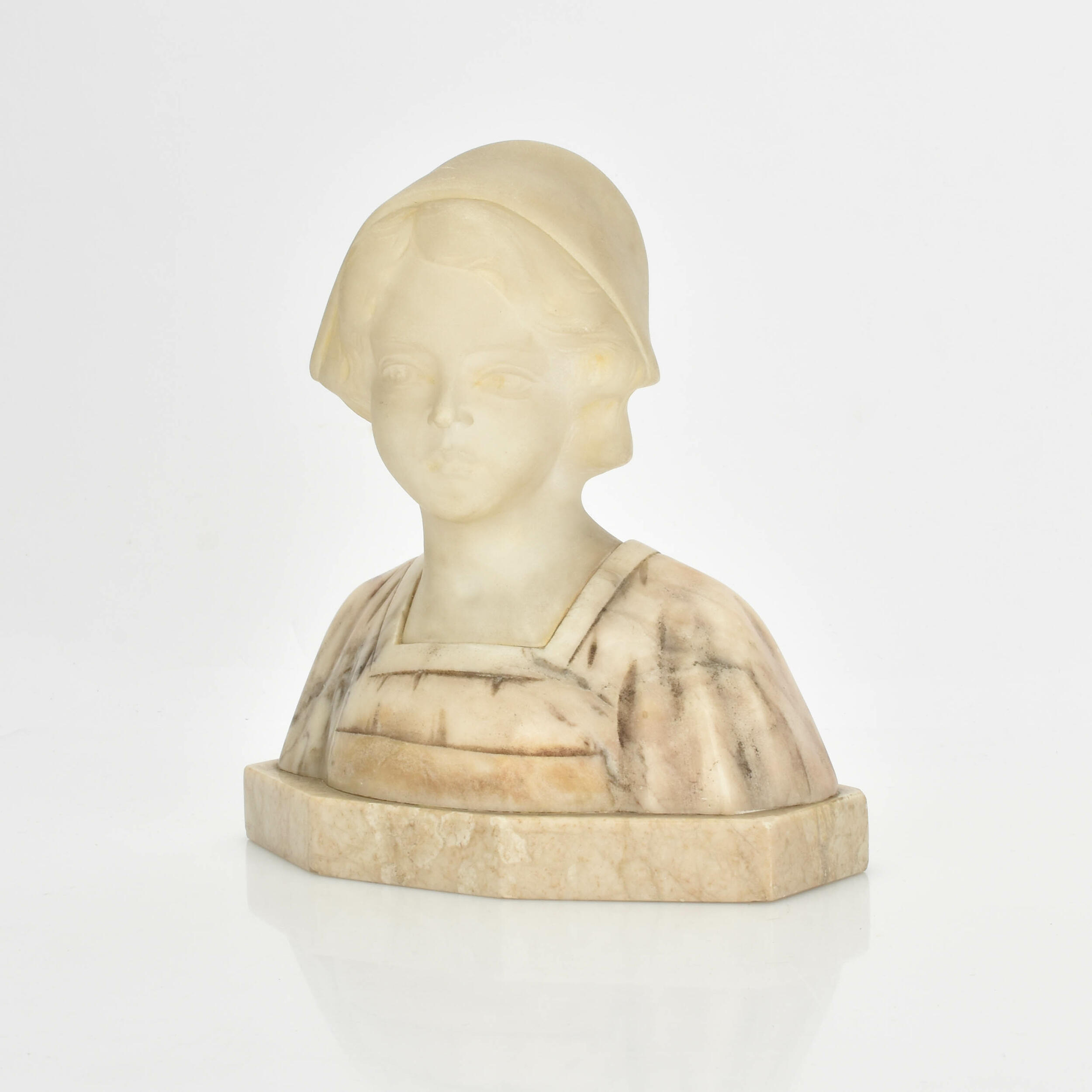 Büste eines holländischen Mädchens  Alabaster, Kinderbüste eines ...