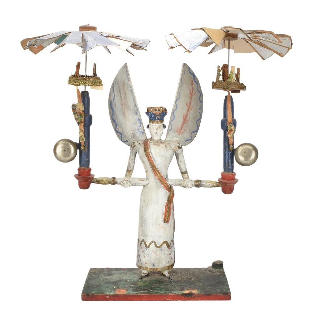 Uralt Glockenengel  Holz gedrechselt und gesägt, Masse, Papier, ...