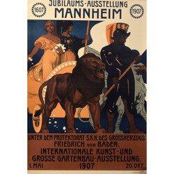 Jugendstil-Plakat AUSSTELLUNG MANNHEIM 1907 vierfarbig ...