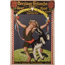 Jugendstil-Plakat BRESLAUER FESTWOCHE 1909 farbig lithografiertes ...