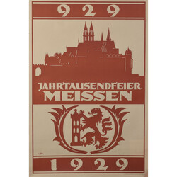 Art déco-Plakat JAHRTAUSENDFEIER MEISSEN 1929 in Braunrot ...