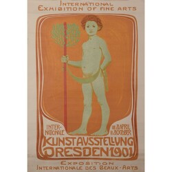 Jugendstil-Plakat KUNSTAUSSTELLUNG DRESDEN 1901 dreifarbige ...