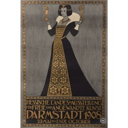 Jugendstil-Plakat HESSISCHE LANDES-AUSSTELLUNG 1908 dreifarbige ...