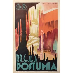 Expressionistisches Plakat GROTTE DI POSTUMIA farbige Lithografie, ...