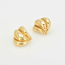Paar Ohrstecker Gelbgold 750 und 333, je dreifach gewölbte, ...