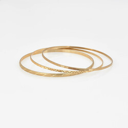 Drei Armreife in Gelbgold Gelbgold 333, je schmaler Schlupfreif, ...