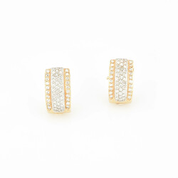 Paar Diamant-Bicolorohrstecker Gelbgold und Weißgold 585 geprüft, ...