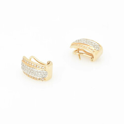 Paar Diamant-Bicolorohrstecker Gelbgold und Weißgold 585 geprüft, ...