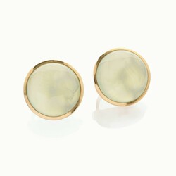 Paar Chrysopras-Ohrstecker Gelbgold 750, je runder, blassgrüner ...