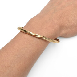 Goldarmreif Gelbgold 333, ovaler Scharnierreif in tordierter Optik, ...